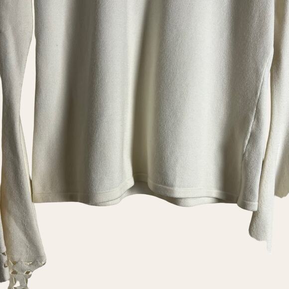 Milly White Cut-Out Flare Long Sleeve Knit Pullover Sweater Top Size M - Picture 6 of 10